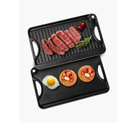 Letnerny-Plaque De Cuisson Réversible En Fonte, 185x342 Mm, Plaque-Gril Pré-Assaisonnée Portable Avec Poignée, Poêle À Griller Pour Brûleur De Cuisinière Intérieur/Extérieur, Gaz, Barbecue Camping, N