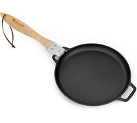 LETNERNY-Poêle En Fonte, Ø 30Cm Ronde Poele Grill Avec Manche Amovible En Bois, Poêle À Frire À Steak Bbq Pour Four À P Et Cuisinière