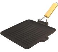 Letnerny-Poêle Grill Carré 24 Cm Noir - Idéale Pour Grillades Saines - Manche Rétractable En Bois - Compatible Tous Feux Y Compris Induction - Dimensions 24 X 24 Cm