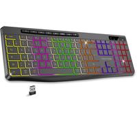 LETNERNY-R Type, Clavier Sans Fil Silencieux Rechargeable, Touches Ergonomiques Rétroéclairées, Layout Azerty Français, Autonomie Longue Durée, Connexion 2.4 Ghz, Compatible Windows, Mac, Pc, Noir