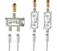 LETNERNY-Répartiteur D'Antenne 2 Voies Haut De Gamme Avec Amplificateur Satellite Numérique Hd I 40 Db Pour Tv Satellite, Dvbt Dvbs Unicable 3D 4K Hdtv I Répartiteur Souple Pour 2 Télév urs