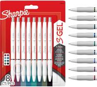 Letnerny-S-Gel Stylos Gel Pour Écriture Pointe Moyenne (0,7mm) Encres Couleurs Assorties Corps Perle Blanche Lot De 8