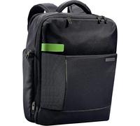 LETNERNY-Sac À Dos Pour Ordinateur 15.6¿, 17 Poches De Rangement, Noir, Polyester Déperlant Et Cuir Véritable, Smart Traveller, 60170095 Noir