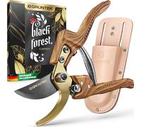 LETNERNY-Sécateur De Jardin Avec Étui En Cuir Véritable. Outil De Jardin Professionnel. Idée Cadeaux Homme. Poignée Ergonomique En Design Bois Naturel. Sécateur Black Forest Édition