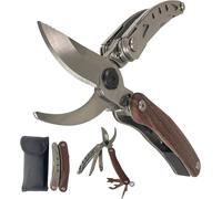 LETNERNY-Sécateur De Jardin Lame Franche En Acier, 7 En 1 Multifonction C aux À Fleurs Coupe Bypass Bois Sec Pour Les Plantes Et Le Bois Frais, Avec Scie,Cutter, Pelle D'Écorce Et Verrouillage De Séc
