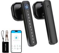 Letnerny-Serrure De Porte Intelligente À Empreintes Digitales, Bouton De Porte Intelligent 5 En 1, Serrure Intelligente Bluetooth, Poignée De Porte D'identification Biométrique Avec Empreintes Digita