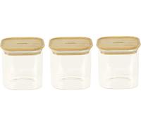 Letnerny-Set De 3 Boite Carrées Haute En Verre Avec Couvercle En Bambou - 800 Ml - Empilable, Pour Conserver Aliments Secs, Céréales, Amandes¿