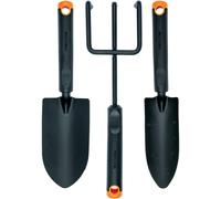 LETNERNY-Set D'Outils De Jardinage, 3 Pièces, Déplantoir, Transplantoir, Griffe De Jardin, Tête En Acier Inoxydable/Poignée En Plastique, Noir/Orange, Ergo, 1027681
