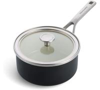 Letnerny-Steel Core Enamel Casserole De 18 Cm/2 Litre Avec Couvercle, Émail D'origine Allemande, Pour Four À Induction, Noir Mat