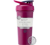 Letnerny-Strada Sleek Shaker Cup Bouteille D'eau Isotherme En Acier Inoxydable Avec Fouet Métallique, 750 Ml, Frambo