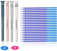 Letnerny-Stylo Effaçable 4 Pièces + 20 Recharges - 0.35 Mm Pointe Fine - Stylo À Encre Effaçable Pour École, Bureau & Maison