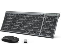 LETNERNY-Teclado Y Ratón Inalámbrico Gk03-Qwerty Español 2.4G Teclado Ratón Inalámbrico Con Batería Recargable, D ño Ergonómico, Tamaño Compacto, Delgado Y Fino, Conexión Estable