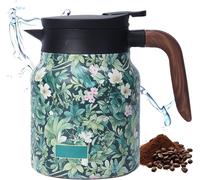 Letnerny-Théière Vintage À Motif Floral - 1000 Ml - Thermos - Avec Infuseur À Thé - Avec Motif Floral Vintage - Pour La Maison, Appartement (Vert)