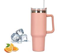 Letnerny-Travel Mug With Handle, Stanley Cup With Straw And Handle, Stainless Steel Coffee Mug With Lid Coffee Mug, Leak Proof Vacuum Insulated Water Bottle For Hot Iced Drink (Pink)