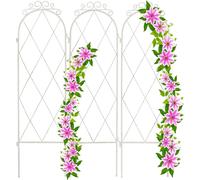 LETNERNY-Treillis De Jardin, Métal, 3 Tuteurs, H X L 92 X 27,5 Cm, Connecteurs Piquets, Support Obélisque, Blanc