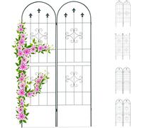 LETNERNY-Treillis Jardin Fer Set De 2 Clôture Plante Grimpante Grille Fleurs Arceau Rosier 180 X 50 Cm D, Vert Foncé
