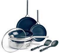 Letnerny-Triple Steel Batterie De Cuisine En Acier Inoxydable 18/10 Revêtement Antiadhésif Céramique Renforcé Avec Des Diamants, 7 Pcs, Sans Pfas, Multicouche,Induction,Lave-Vaisselle,Four,Argenté