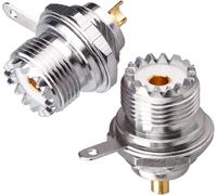 LETNERNY-Uhf So239 Cloison Femelle Panneau Montage Sur Châssis Bride À Souder Tasse Pl259 Rf Connecteur Coaxial Adaptateur D'Antenne Coaxiale Pack De 2