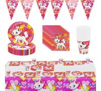 Letnerny-Vaisselle Chaton, Cat Décoration Fête, Ensemble Fournitures Fête D'anniversaire, Decoration Table Anniversaire, Convient Pour Les Anniversaires D'enfants, Les Dîners En Famille
