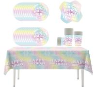 Letnerny-Vaisselle De Fête Pour Chanteuse Rose, Set De Décoration Pour Fête D'anniversaire D'enfants, 20 Assiettes 20 Gobelets 20 Serviettes De Table 1 Nappe, Pour Le Baptême D'un Enfant