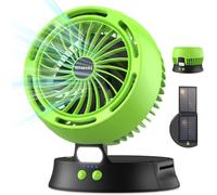 LETNERNY-Ventilateur Solaire,Ventilateur Camping Avec Panneau Solaire,4 Vitesses Ventilateur Portable,Ventilateur De Table Usb Batterie Rechargeable Ventilateur À Pile Avec Lanterne À Led (Vert)