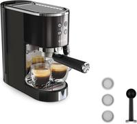 LETNERNY-Virtuoso+, Machine Expresso, Machine A Cafe À Pompe, Expresso Machine A Cafe Moulu Ou Dosettes, 15 Bars, Inox, Buse Vapeur, Espresso Et Cappuccino, Xp444G10, Acier Noir