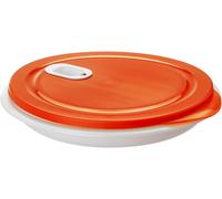 LETNERNY-Xl Clever Plaque À Micro-Ondes 1,2L Avec Couvercle Et Cloison, Plastique (Pp) Sans Bpa, Blanc/Rouge, 1.2L (26.0 X 26.0 X 4.8 Cm)