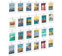 LeTOMA Corde Photo idéale pour accrocher Autant Que Possible Photos et Dessins d'enfants - 20 mètres de Cordon de Haute qualité et 50 Pinces en Bois rustiques - Porte Photo Mural