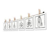 LeTOMA - Corde-Photos avec Pinces à Linge - 60 cm de Corde en Chanvre Naturel et 6 Crochets en Bois Naturel pour Mettre Vos Photos et Cartes Postales dans la lumière - Montage Rapide et Facile
