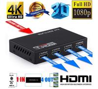 Letouch Convertisseur TV HDMI Splitter 4 ports 1080p 4K pour Distributeur 3D Full HD 1 in 4 out