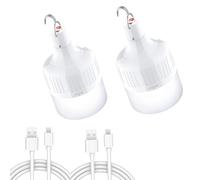 LETOUR Lot de 2 lampes de camping, 5000 lumens, 60 W, rechargeables par USB, 5 modes d'éclairage, pour réunions de famille, événements en plein air, fêtes d'anniversaire, camping