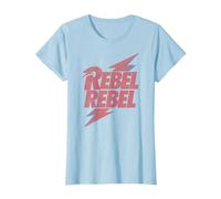 Letra de David Bowie - Rebel Rebel Lightning T-Shirt, Femme, Bleu Céleste, XS