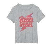 Letra de David Bowie - Rebel Rebel Lightning T-Shirt, Femme Grandes Tailles, Gris Chiné, 5X
