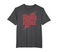 Letra de David Bowie - Rebel Rebel Lightning T-Shirt, Homme Grandes Tailles, Chiné Foncé, 4X Tall