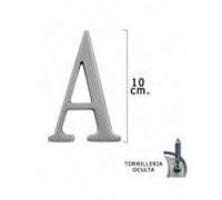 Letra Metal "A" Plateada Mate 10 cm. con Tornilleria Oculta (Blister 1 Pieza)