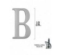 Letra Metal "B" Plateada Mate 10 cm. con Tornilleria Oculta (Blister 1 Pieza)