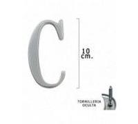 Letra Metal "C" Plateada Mate 10 cm. con Tornilleria Oculta (Blister 1 Pieza)
