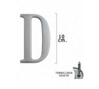 Letra Metal "D" Plateada Mate 10 cm. con Tornilleria Oculta (Blister 1 Pieza)