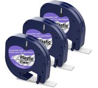 Letra Tag LT-100H 100T QX50 12mm x 4m Clear Label Tape 12267 Pack of 3