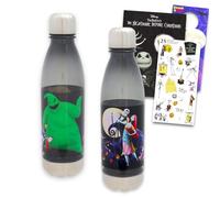 L'étrange Noël de monsieur Jack Skellington - Lot de 2 bouteilles d'eau réutilisables pour la maison, l'école et plus avec des autocollants, plus | L'Étrange Noël de monsieur Jack pour filles