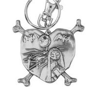 Disney NBC Porte-clés Jack et Sally en forme de cœur en étain Argenté 2,5 cm