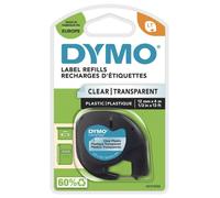 LetraTAG Bande D’Étiquettes DYMO 12mm x 4m Noir Sur Transparent - 12267