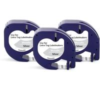 Letratag Metallic Silver 91208 91338 S0721730 Tape 12mm x 4m for LetraTag LT-100H LT-100T LT110T 2000 Label Makers (Pack of 3)