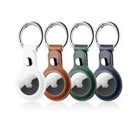 LETREEN AirTag Étuis de Protection en Cuir, Lot de 4 AirTag Porte Clé, Étui Anti-Rayures Portable pour AirTags, Housse de Protection AirTags Key Finder pour Clés, Enfants, Animaux de Compagnie