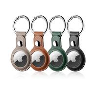 LETREEN AirTag Étuis de Protection en Cuir, Lot de 4 AirTag Porte Clé, Étui Anti-Rayures Portable pour AirTags, Housse de Protection AirTags Key Finder pour Clés, Enfants, Animaux de Compagnie