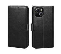 LETREEN Coque pour iPhone 15, Premium PU Pochette de Portefeuille, Etui à Rabat de Protection pour iPhone 15, Noir