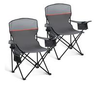 LET'S CAMP Lot de 2 chaises de Camping Pliantes avec Sac Isotherme à 3 bidons - Chaise de Jardin Portable avec Porte-gobelet - Charge maximale : 120 kg - Chaise d'extérieur pour Camping, Plage