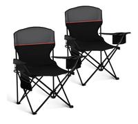 LET'S CAMP Lot de 2 chaises de Camping Pliantes avec Sac Isotherme à 3 bidons - Chaise de Jardin Portable avec Porte-gobelet - Charge maximale : 120 kg - Chaise d'extérieur pour Camping, Plage