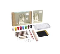 LET'S CLAY Pottery Kit de bricolage pour adultes avec argile sèche à l'air, outils, peintures, pinceaux et crochets, kit Air Dry pour faire une étagère