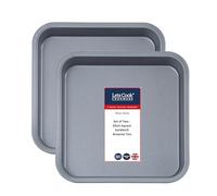 Lets Cook Cookware - Lot de 2 boîtes à sandwich carrées anti-adhésives de 20 cm, base fixe, 20 cm, fabriquées au Royaume-Uni, pour brownies, Flap Jacks, pains courts, gâteaux et rôtissage